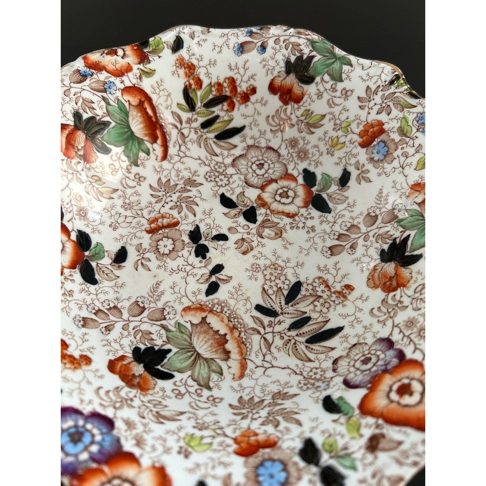 James Kent Fenton Early 18th Century 9 in Chintz Scalloped Floral Bowl England - Picture 2 of 6